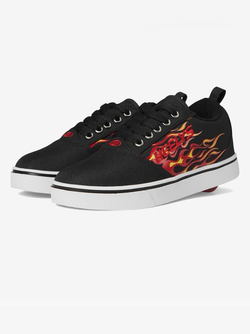 Heelys Pro 20 Skate Shoe Sneakers Black & Red Flames - Youth Size 6